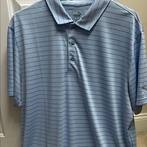 Puma Light Blue Horizontal Stripe Polo